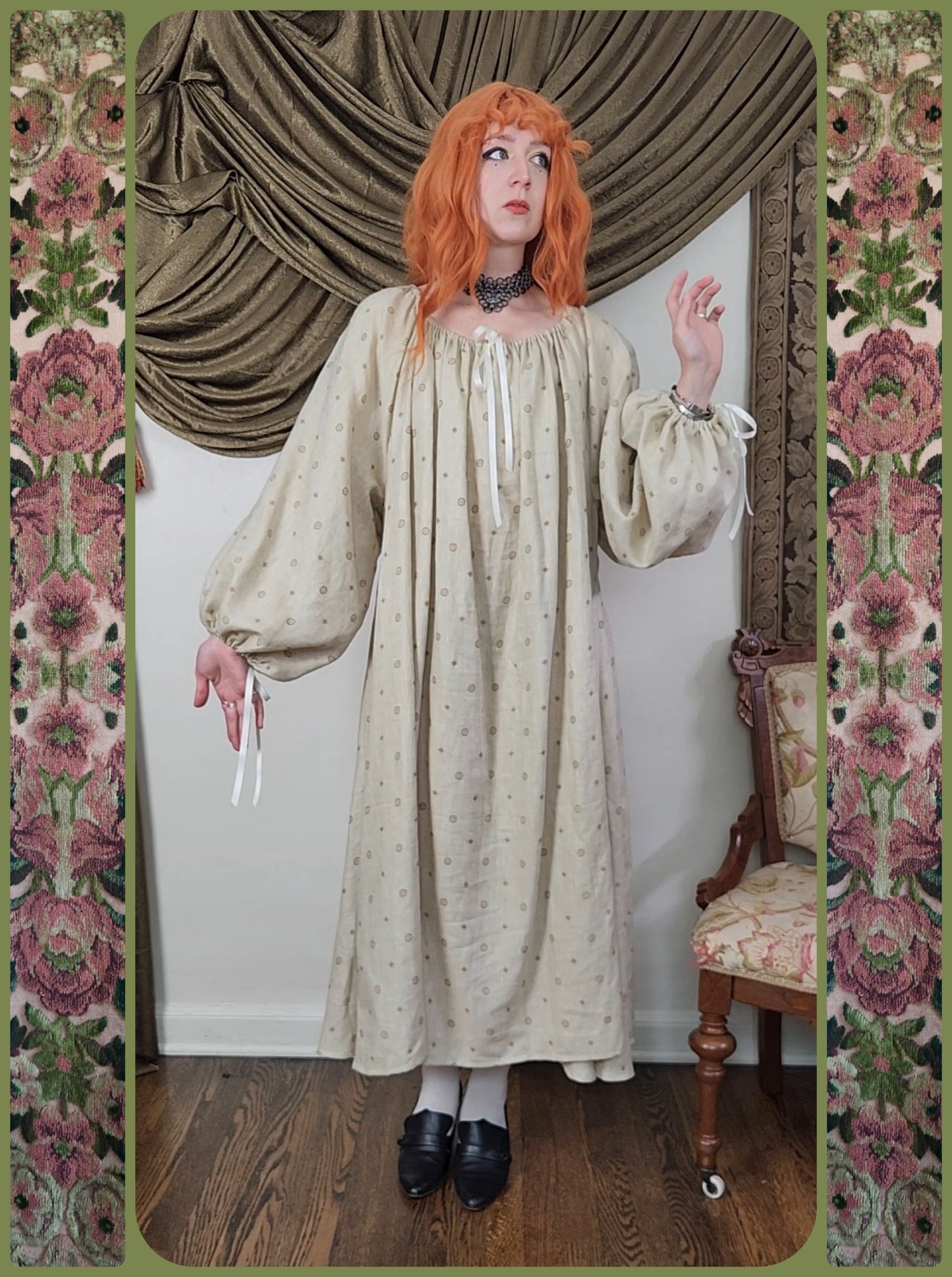 Beige Medallion Linen Chemise #1