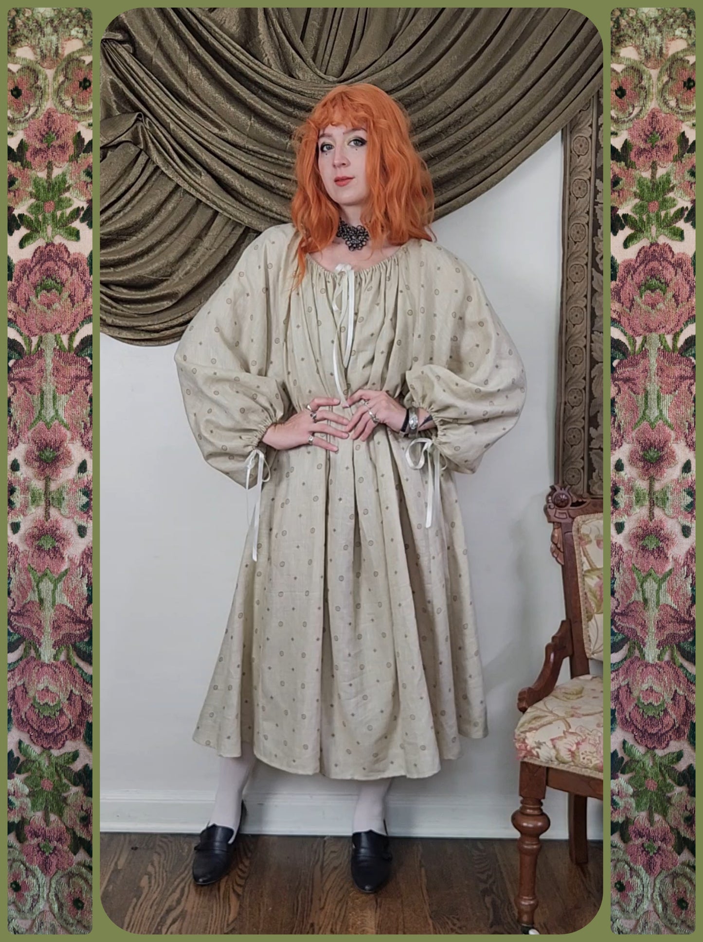Beige Medallion Linen Chemise #1