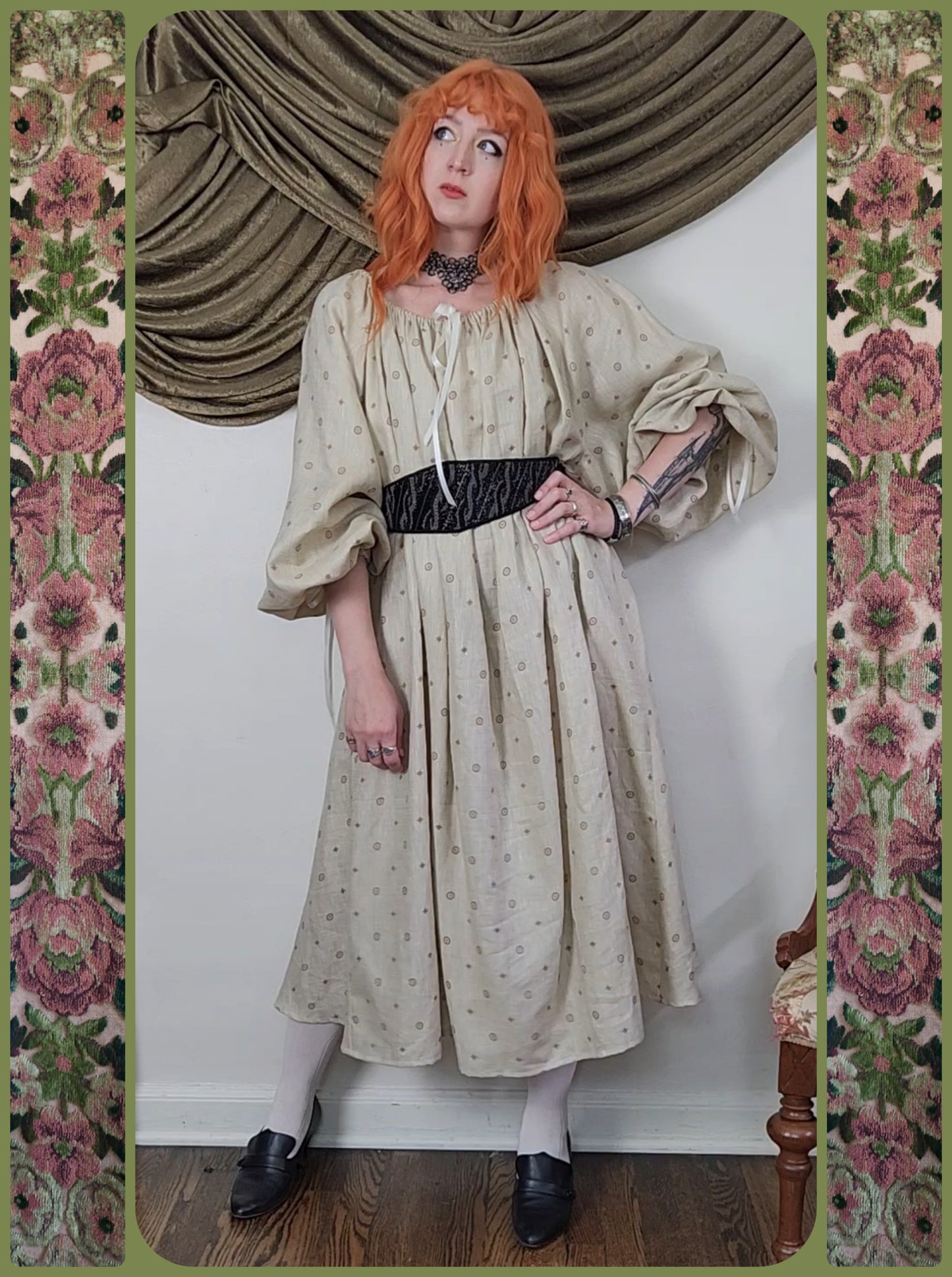 Beige Medallion Linen Chemise #1