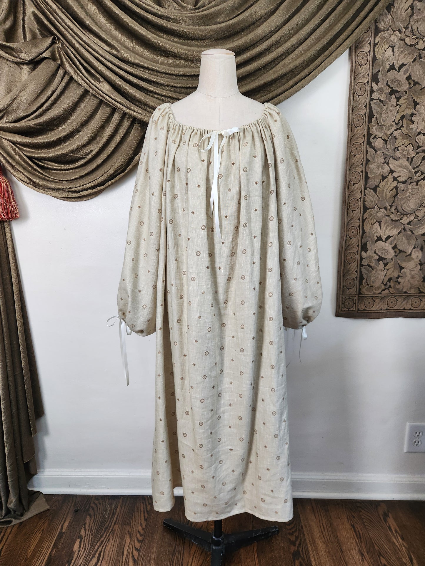 Beige Medallion Linen Chemise #1