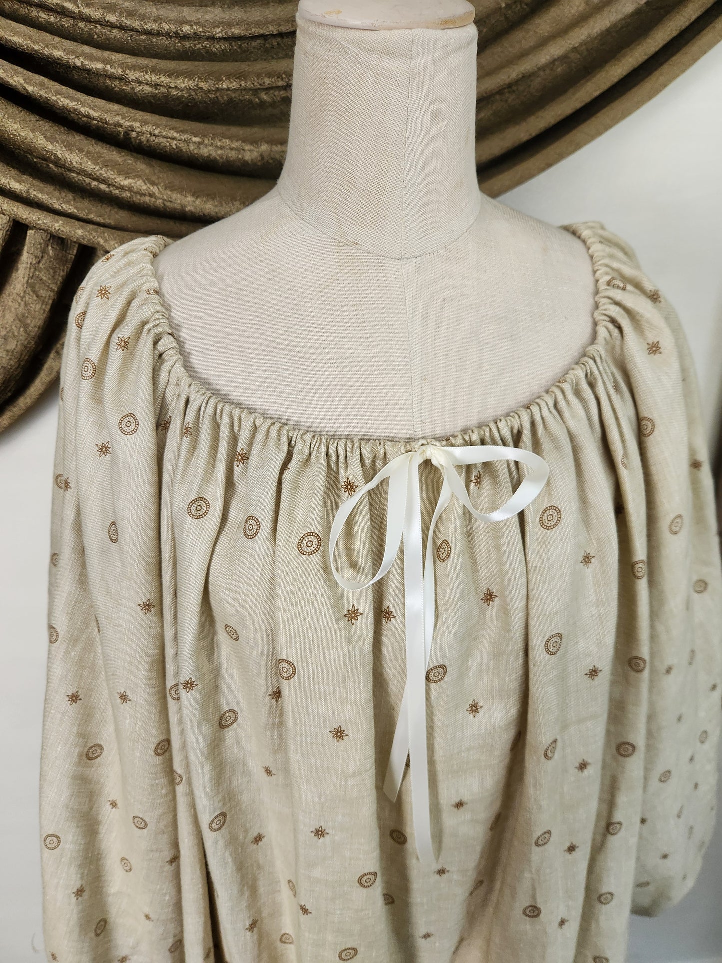 Beige Medallion Linen Chemise #1