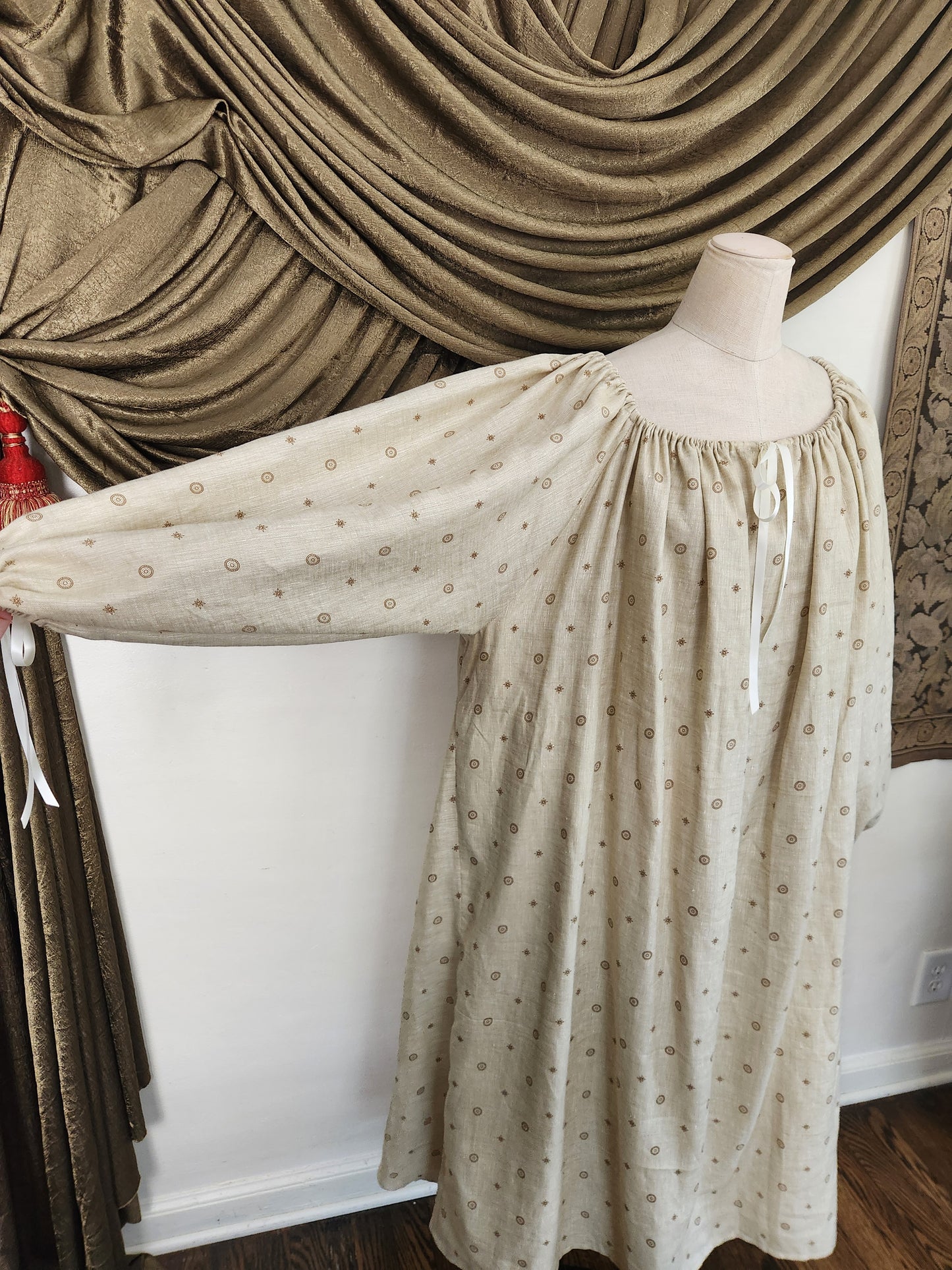 Beige Medallion Linen Chemise #1