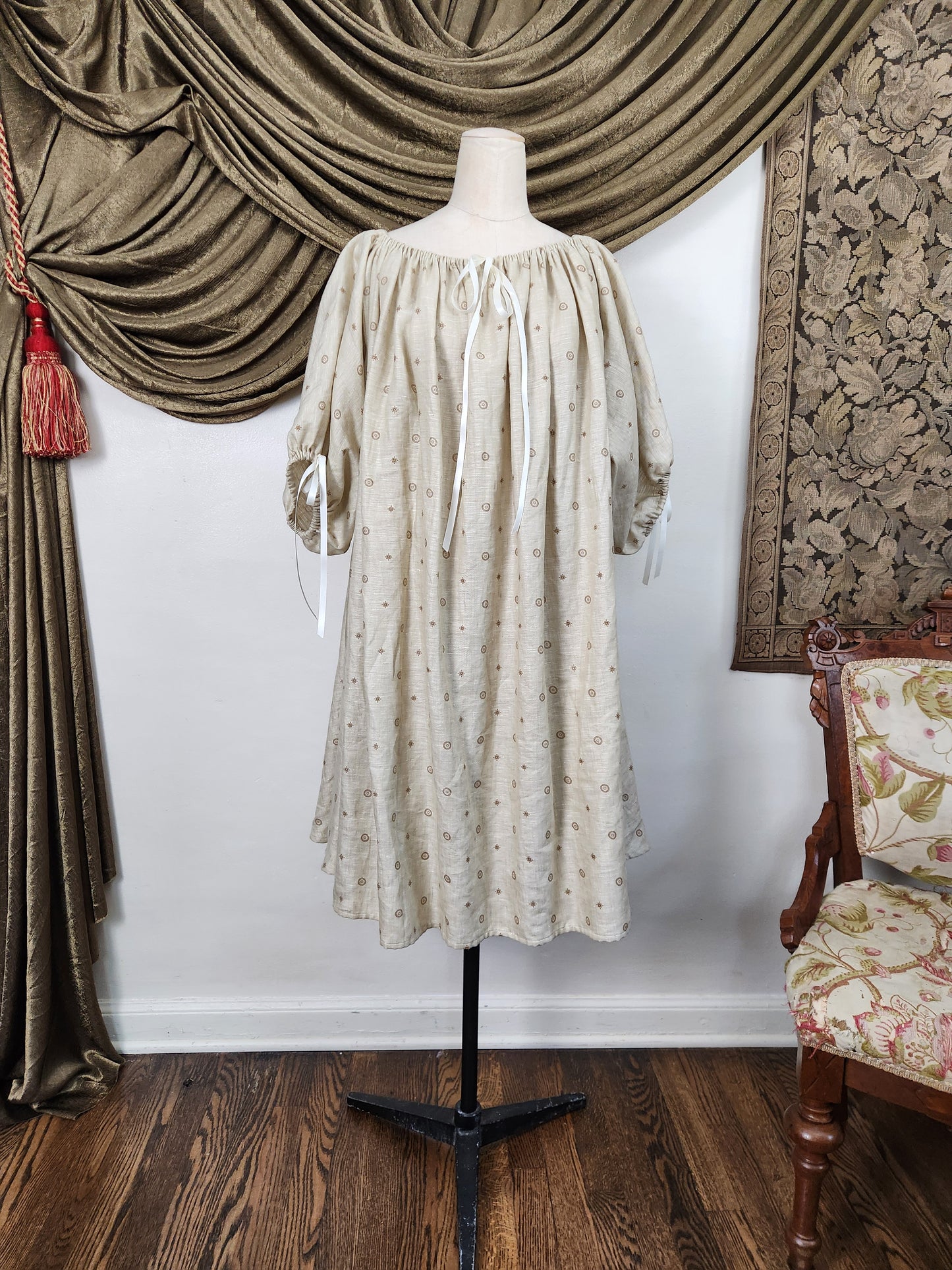 Beige Medallion Linen Chemise #2