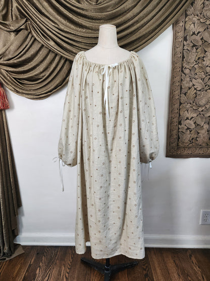 Beige Medallion Linen Chemise #1