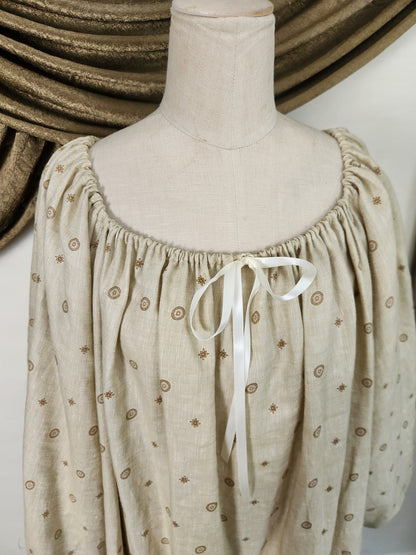 Beige Medallion Linen Chemise #1