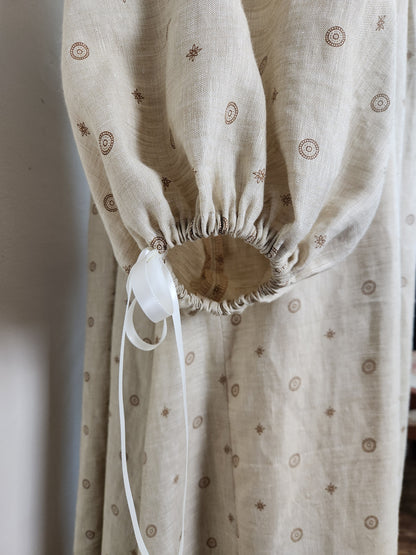 Beige Medallion Linen Chemise #1