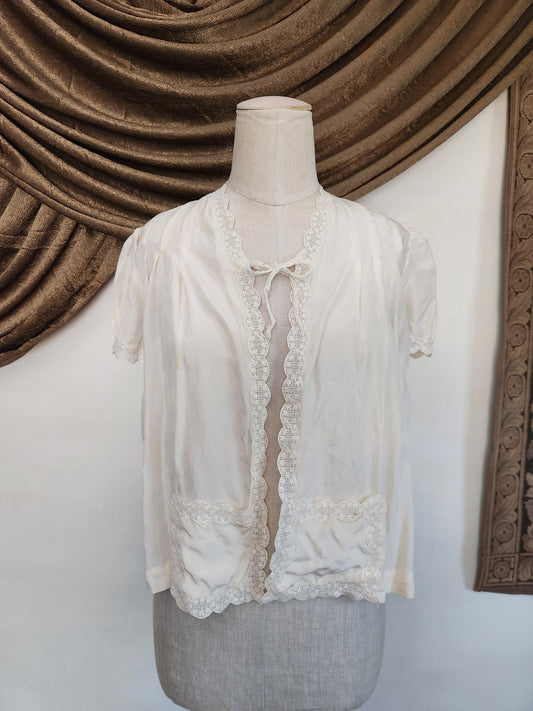 Barbizon Ivory Silk Bed Jacket